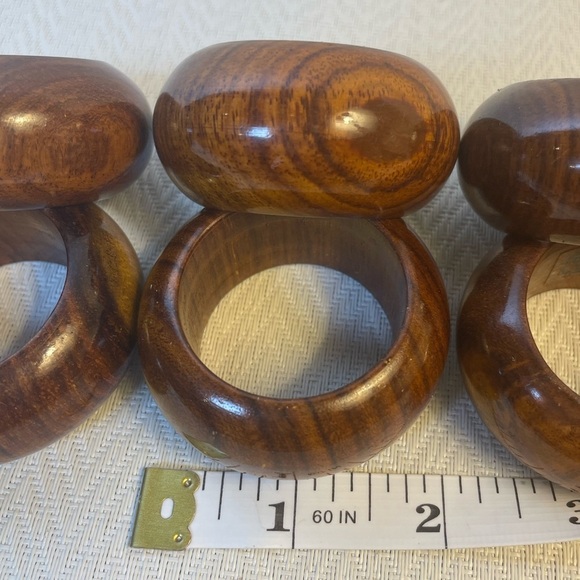 Vintage MCM Made in the USA Sigma 2” Wooden Napkin Rings. Beautiful Set of 6 - Picture 3 of 5